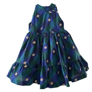 Janie and Jack Elegant Plaid Dress with Gold Details